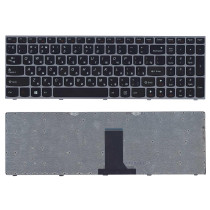 Клавиатура для ноутбука Lenovo IdeaPad B5400 M5400 черная с серебристой рамкой