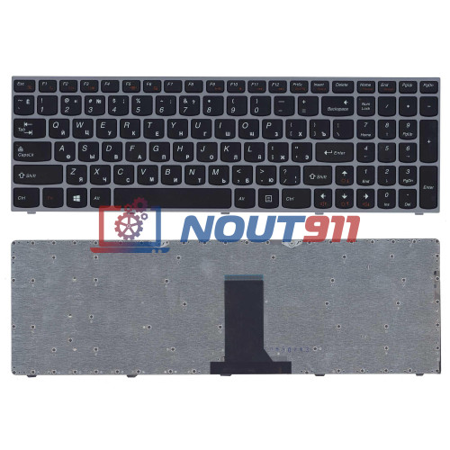 Клавиатура для ноутбука Lenovo IdeaPad B5400 M5400 черная с серебристой рамкой