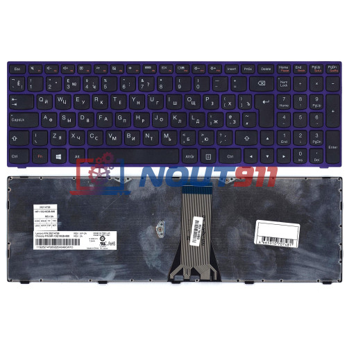 Клавиатура для ноутбука Lenovo IdeaPad G50-70 G50-30 черная с фиолетовой рамкой