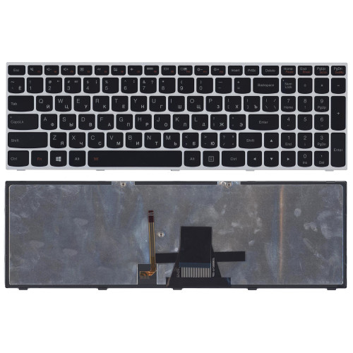 Клавиатура для ноутбука Lenovo IdeaPad G50-70 G50-30 черная с серой рамкой c подсветкой