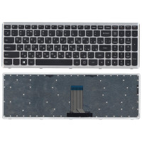 Клавиатура для ноутбука Lenovo IdeaPad U510 Z710 черная с серебристой рамкой