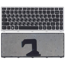 Клавиатура для ноутбука Lenovo IdeaPad S300 S400 S405 черная c серой рамкой