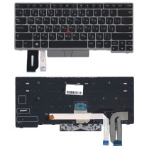 Клавиатура для ноутбука Lenovo ThinkPad E480 E485 черная с серебристой рамкой