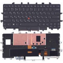 Клавиатура для ноутбука Lenovo ThinkPad X1 Carbon Gen 4 2016 черная с подсветкой с рамкой