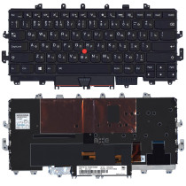 Клавиатура для ноутбука  Lenovo Thinkpad X1 Yoga Gen 1  2016 черная с рамкой и подсветкой