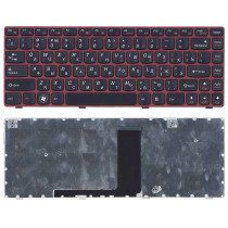 Клавиатура для ноутбука Lenovo V380 черная с красной рамкой