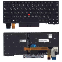 Клавиатура для ноутбука Lenovo X13, L13 gen 2, L13 Yoga Gen 2 черная с подсветкой и указателем