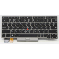 Клавиатура для ноутбука Lenovo X13, L13 gen 2, L13 Yoga Gen 2 серебристая с подсветкой и указателем