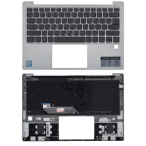 Клавиатура для ноутбука Lenovo Yoga S730-13IWL черная топ-панель серебристая