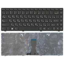 Клавиатура для ноутбука Lenovo G480 черная с черной рамкой