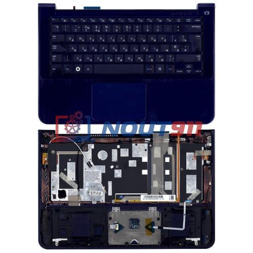 Клавиатура для ноутбука Samsung 900X3A топ-панель темно-синяя