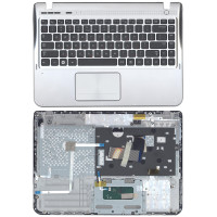 Клавиатура для ноутбука Samsung 300E5A 305E5A черная топ-панель серебристая