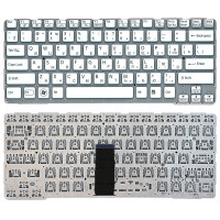 Клавиатура для ноутбука Sony SVE14A белая с голубым без рамки