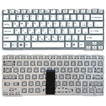 Клавиатура для ноутбука Sony SVE14A белая с голубым без рамки