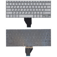 Клавиатура для ноутбука Sony Vaio Fit 14E серебристая с подсветкой без рамки