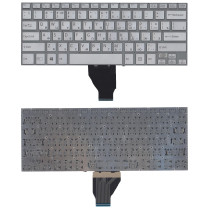 Клавиатура для ноутбука Sony Vaio Fit 14E серебристая с подсветкой без рамки