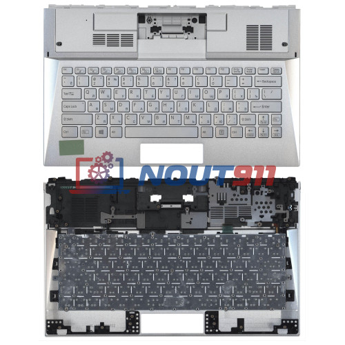 Клавиатура для ноутбука Sony Vaio SVD13 серебристая с подсветкой топ-панель