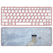 Клавиатура для ноутбука Sony Vaio SVE11 белая с розовой рамкой