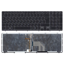 Клавиатура для ноутбука Sony Vaio SVE15  черная с серой рамкой и подсветкой