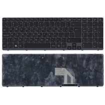 Клавиатура для ноутбука Sony Vaio SVE15 черная с серой рамкой