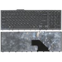 Клавиатура для ноутбука Sony Vaio VPC-F11 VPC-F12 VPC-F13 VPC-F11M1EH черная с серой рамкой