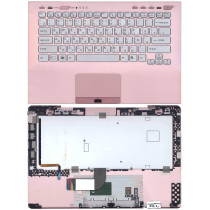 Клавиатура для ноутбука Sony Vaio VPC-SB VPC-SD розовая топ-панель (fingerprint reader)