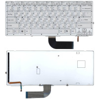 Клавиатура для ноутбука Sony Vaio VPC-SD VPC-SB серебристая c подсветкой