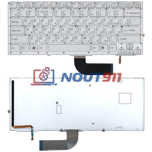 Клавиатура для ноутбука Sony Vaio VPC-SD VPC-SB серебристая c подсветкой