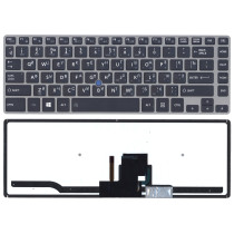 Клавиатура для ноутбука Toshiba Z40 черная с подсветкой и серой рамкой