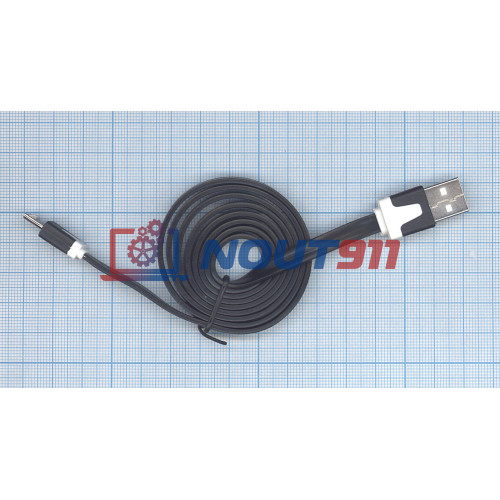 Плоский кабель Color USB-microUSB 1.0m USB-2.0 Black (Черный)