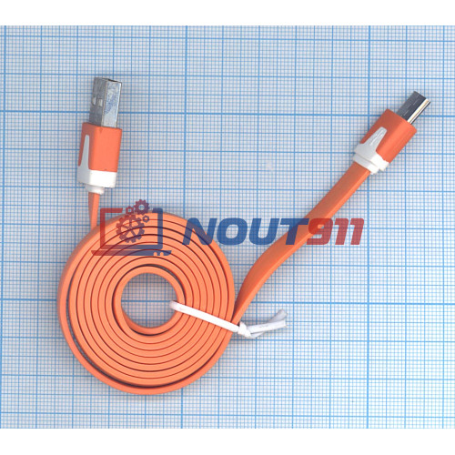 Плоский кабель Color USB-microUSB 1.0m USB-2.0 Orange (Оранжевый)