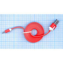 Плоский кабель Color USB-microUSB 1.0m USB-2.0 Red (Красный)