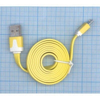 Плоский кабель Color USB-microUSB 1.0m USB-2.0 Yellow (Желтый)