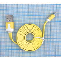 Плоский кабель Color USB-microUSB 1.0m USB-2.0 Yellow (Желтый)