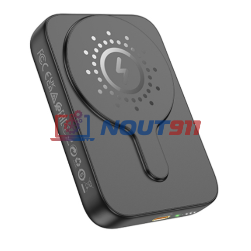 Внешний аккумулятор Powerbank HOCO J117A с быстрой беспроводной зарядкой (магнитный), черный