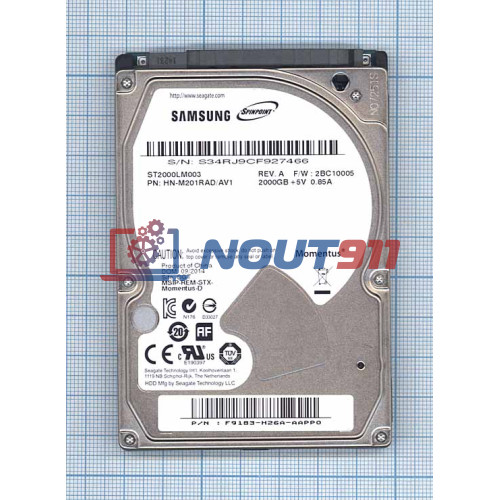Жесткий диск 2.5" для Samsung ST2000LM003 2Тб, SATA II